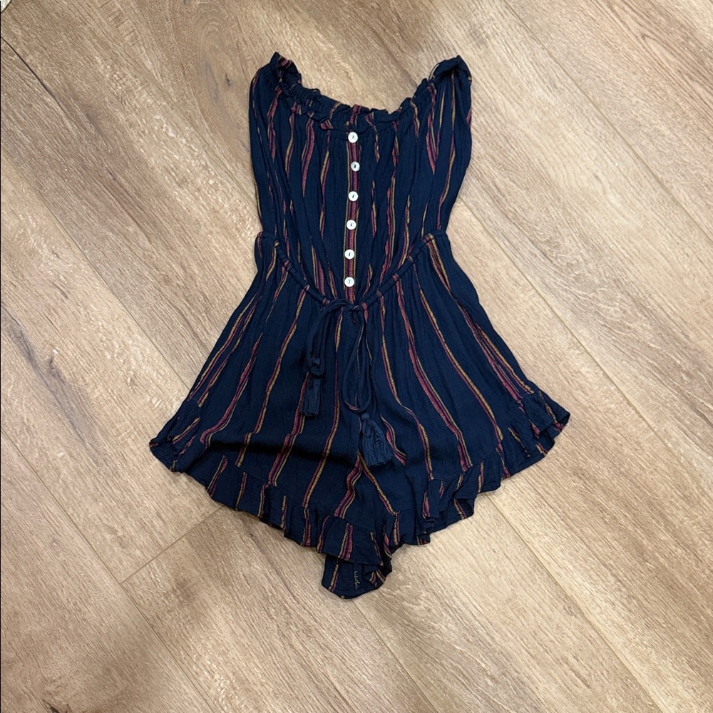 Elan Navy and Red Striped Women's Shorts